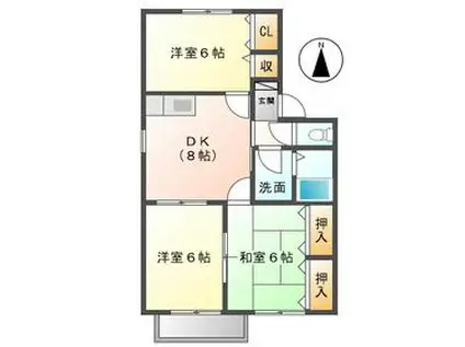 エクメーネハイツB(3DK/2階)の間取り写真