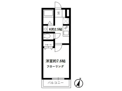 プレシア(1K/2階)の間取り写真