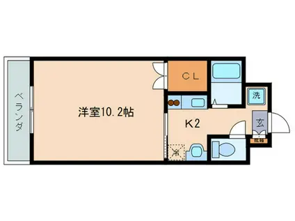 太陽ハイツ南草津III(1K/4階)の間取り写真