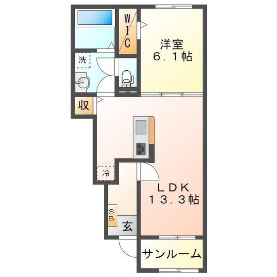 ヘリテージ(1LDK/1階)の間取り写真