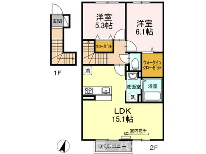 セジュール澄IIA棟(2LDK/2階)の間取り写真