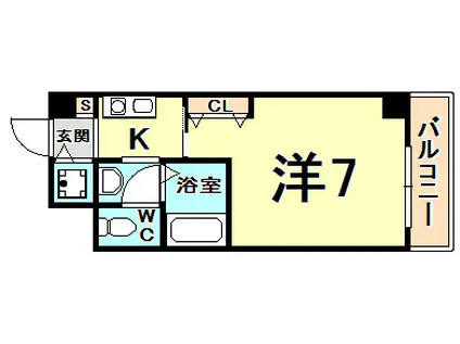 ベアーベリー(1K/2階)の間取り写真