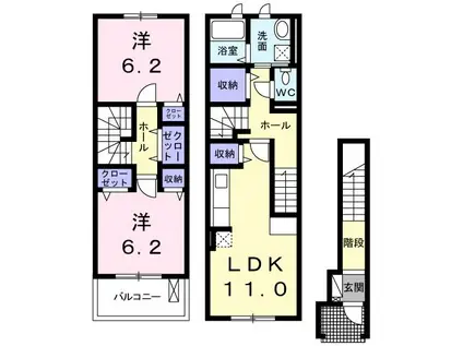 ジュビリーハウス(2LDK/2階)の間取り写真