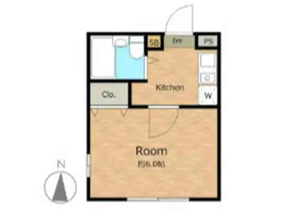 プレステージひばりが丘(1K/1階)の間取り写真