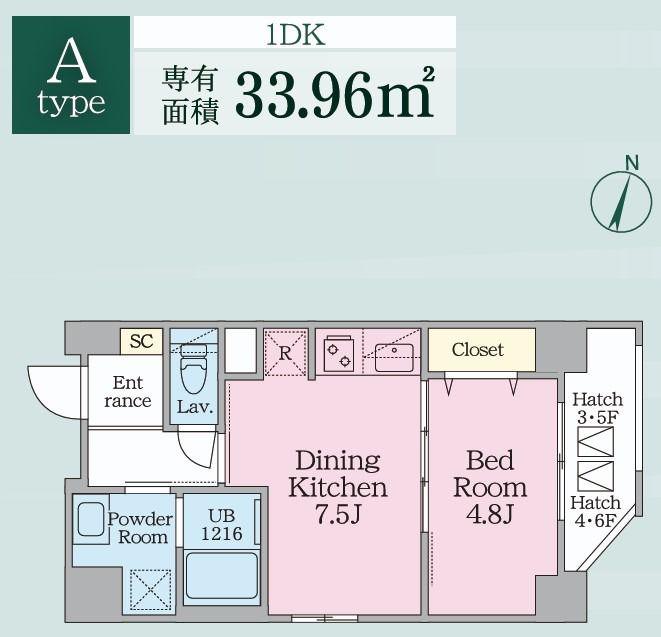ウテナ西麻布(1DK/2階)の間取り写真