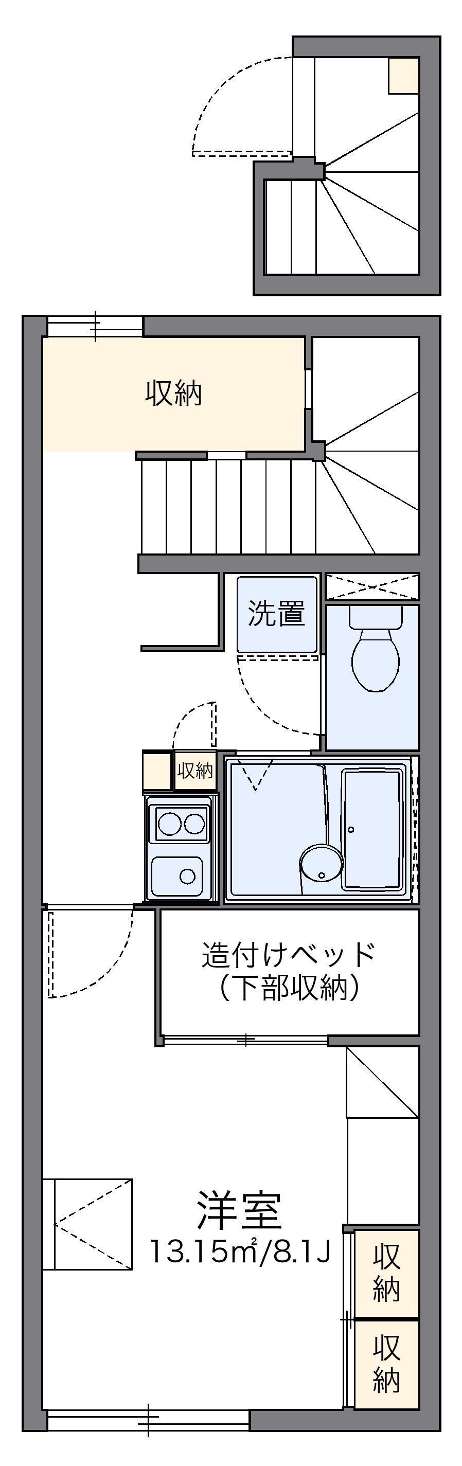 レオパレス蔵敷(1K/2階)の間取り写真