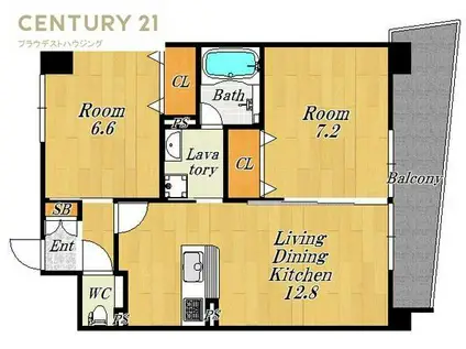 クラヴィエ西梅田(2LDK/5階)の間取り写真