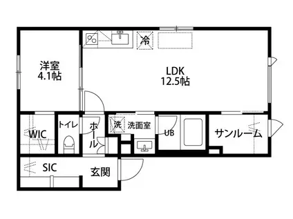 JR越後線 関屋駅(新潟) 徒歩34分 2階建 築2年(1LDK/1階)の間取り写真