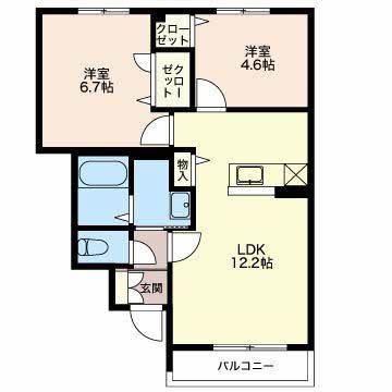 アソルティ(2LDK/1階)の間取り写真