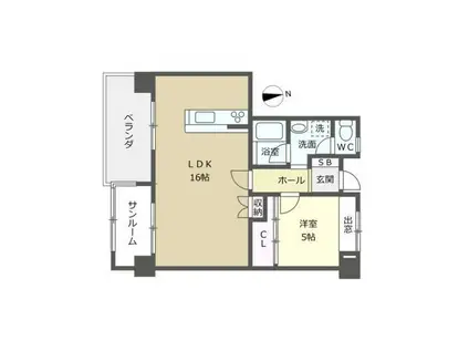 エスター増泉(1LDK/2階)の間取り写真