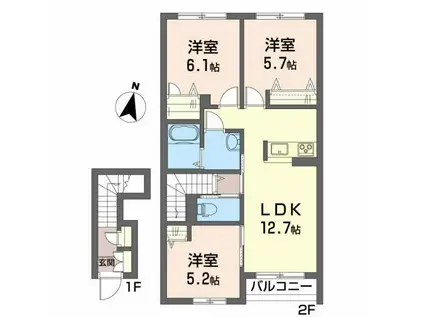 ミューレンII(3LDK/2階)の間取り写真