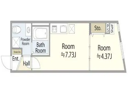 THE CITY RESIDENCE目黒本町(1DK/1階)の間取り写真