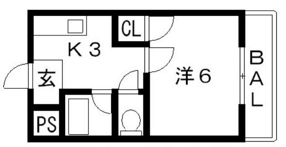 エクセル花園(1K/2階)の間取り写真