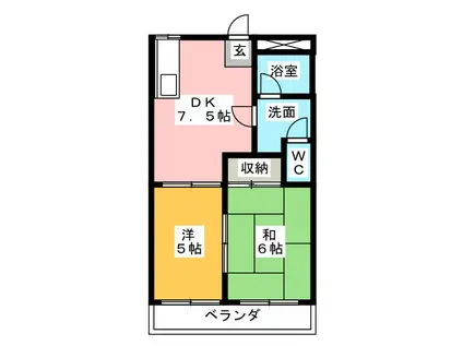 メゾンクレストール(2DK/1階)の間取り写真