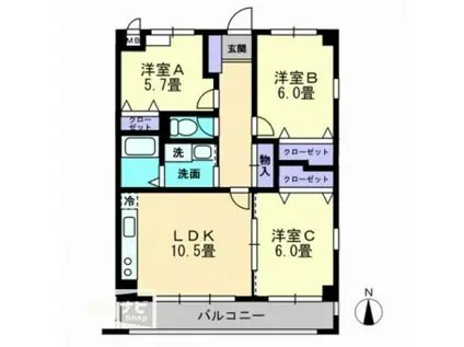 ラ・シャンブル21(3LDK/2階)の間取り写真