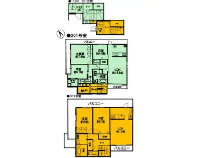 BLISS AOYAMA(3LDK/2階)の間取り写真