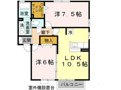 プリーズ淡路B棟(2LDK/2階)の間取り写真