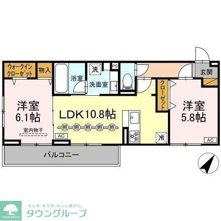 フライハイト(2LDK/3階)の間取り写真
