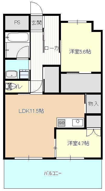ディアコート新栄(2LDK/6階)の間取り写真