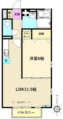 シマハウス(1LDK/2階)の間取り写真