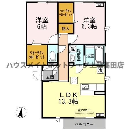 カーサ・チェントロ(2LDK/1階)の間取り写真