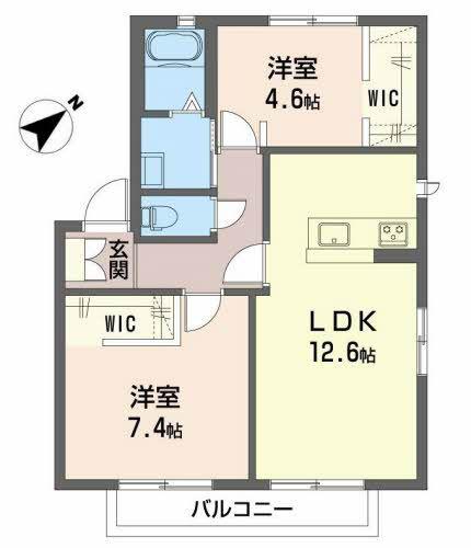 ミラベルA棟(2LDK/2階)の間取り写真