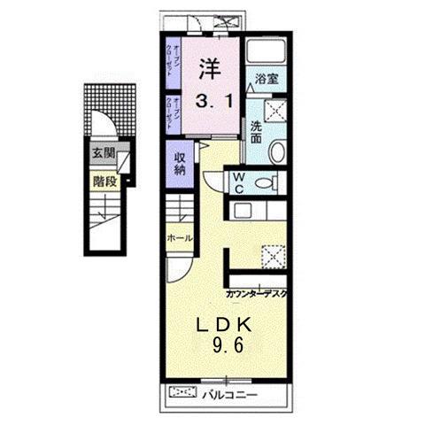 めぞん春日 II(1LDK/2階)の間取り写真