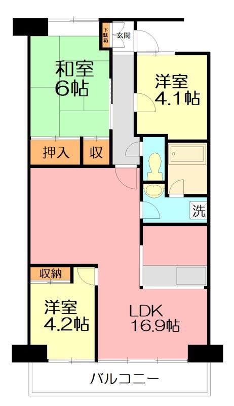 CITY21(3LDK/6階)の間取り写真