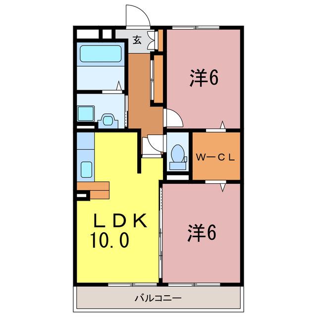 ラピュタ(2LDK/1階)の間取り写真