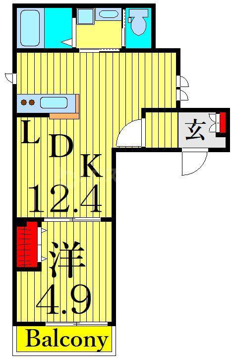メゾン ソレイユ(1LDK/2階)の間取り写真