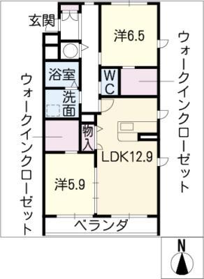 ソル・レガーロ日進通(2LDK/2階)の間取り写真