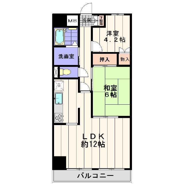 ロイヤルコート(2LDK/4階)の間取り写真