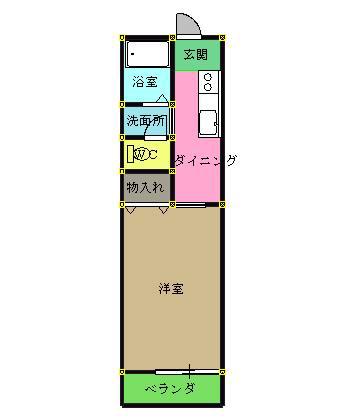 シャトレー山路(1K/2階)の間取り写真