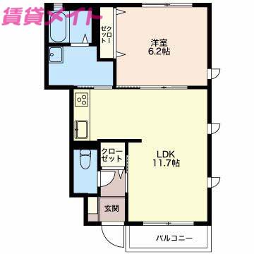 MODERNO B棟(1LDK/1階)の間取り写真