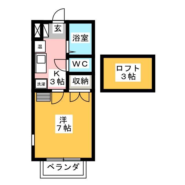 カインドハイツ 御木本(1K/1階)の間取り写真
