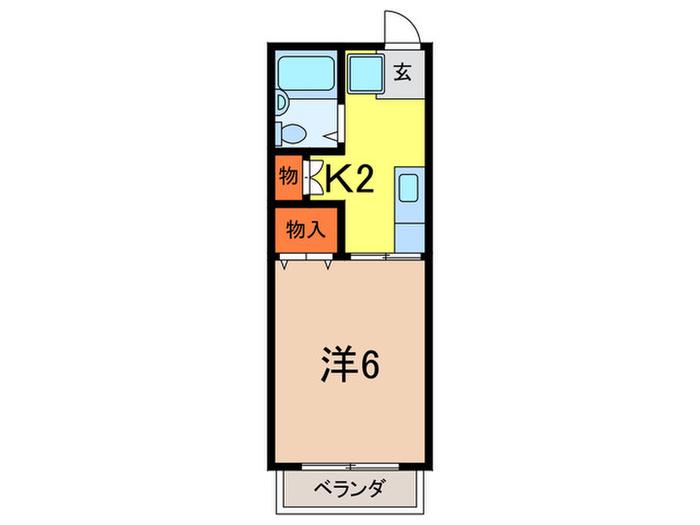 シティーハイムケント(1K/2階)の間取り写真
