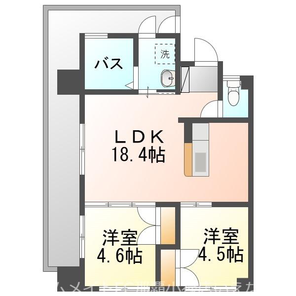 E HOUSE RIO(2LDK/2階)の間取り写真