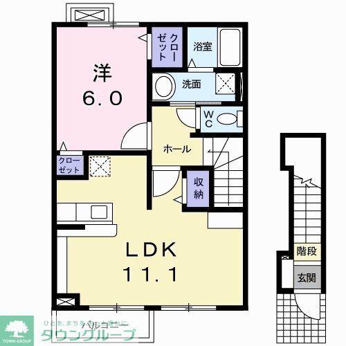 サンドリオン(1LDK/2階)の間取り写真