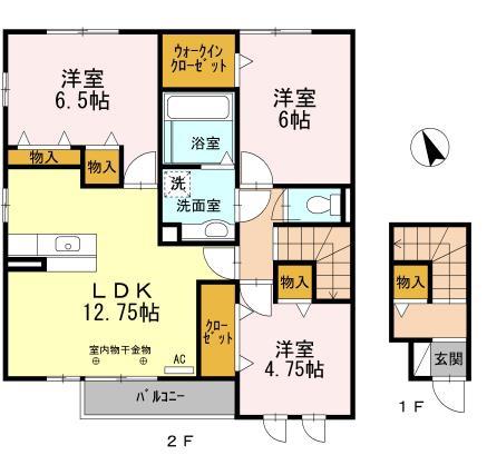 ラフィネスソシアA棟(3LDK/2階)の間取り写真