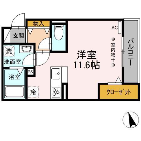 サンシャインヒルズ昭和町(ワンルーム/3階)の間取り写真