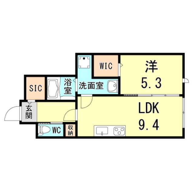 ヴァンベール仁川(1LDK/3階)の間取り写真