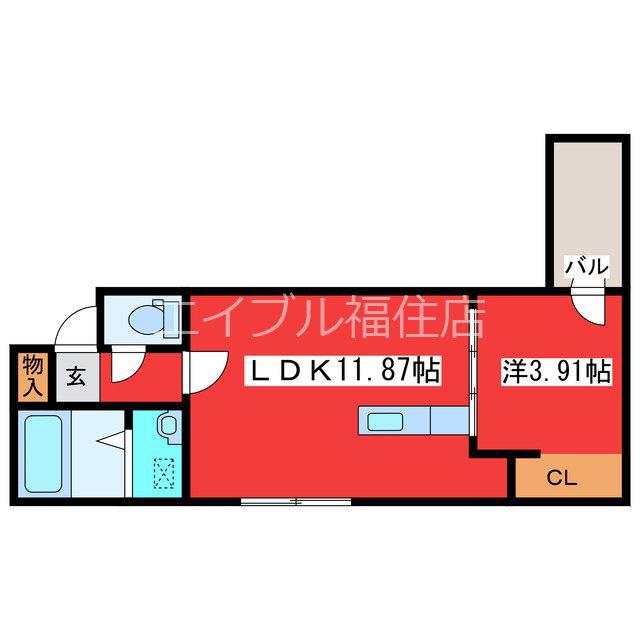 HIGHLIGHT FUKUZUMI(1LDK/1階)の間取り写真