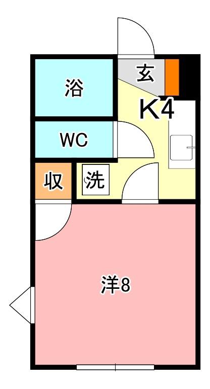 アルカディア総社(1K/2階)の間取り写真