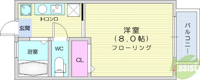 カナディアンビレッジ山手(1K/2階)の間取り写真