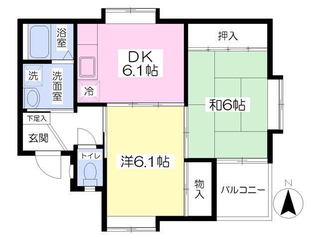 メゾン高平(2DK/1階)の間取り写真
