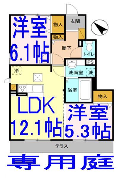 サンヴィラージュ(2LDK/1階)の間取り写真