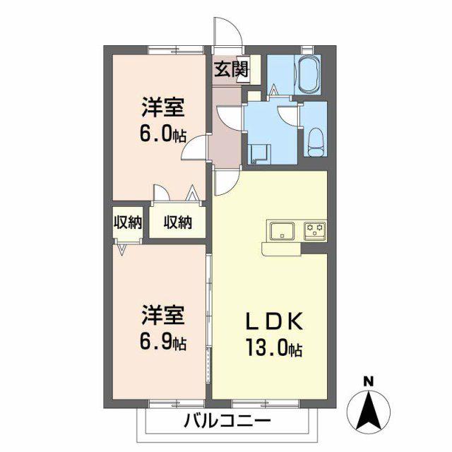 COMFORT(2LDK/2階)の間取り写真