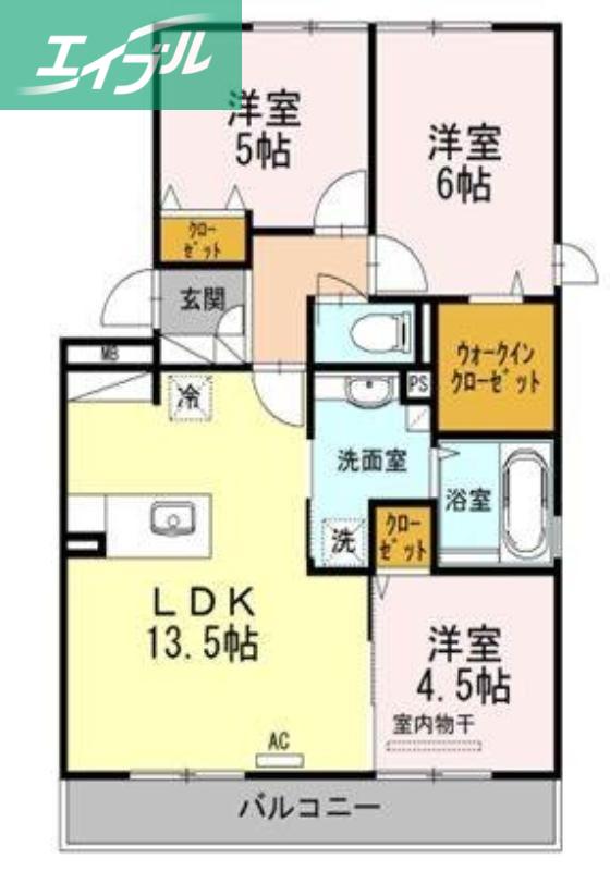 コート ダジュール(3LDK/1階)の間取り写真