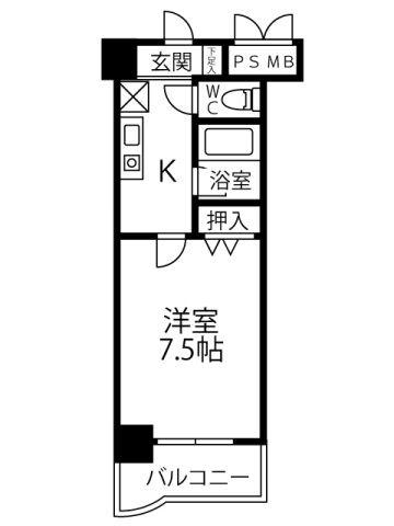 センチュリー曙 I(1K/3階)の間取り写真