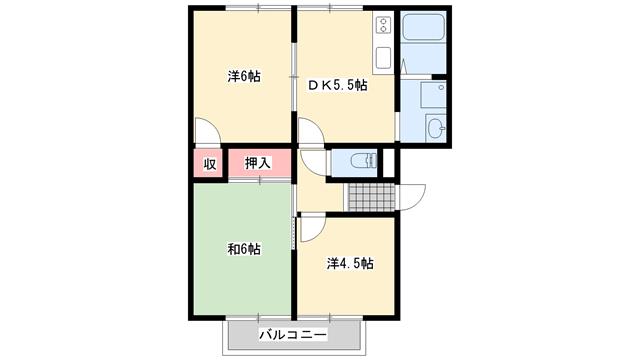 フレグランス金保A棟・B棟(3DK/1階)の間取り写真